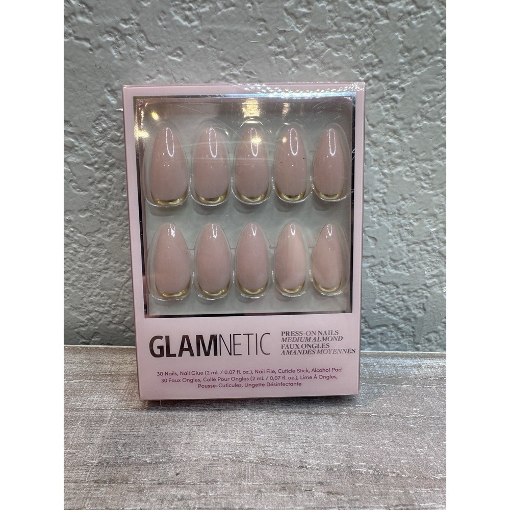 $15 🌙 Glamnetic Goal Getter Nude Medium Almond Press-On Nails Set Glue Included